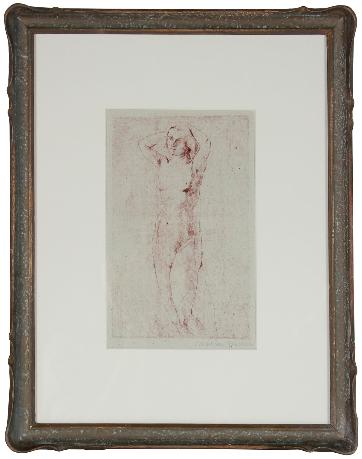 Reflective Standing Nude&lt;br&gt;1920s Etching&lt;br&gt;&lt;br&gt;#71196