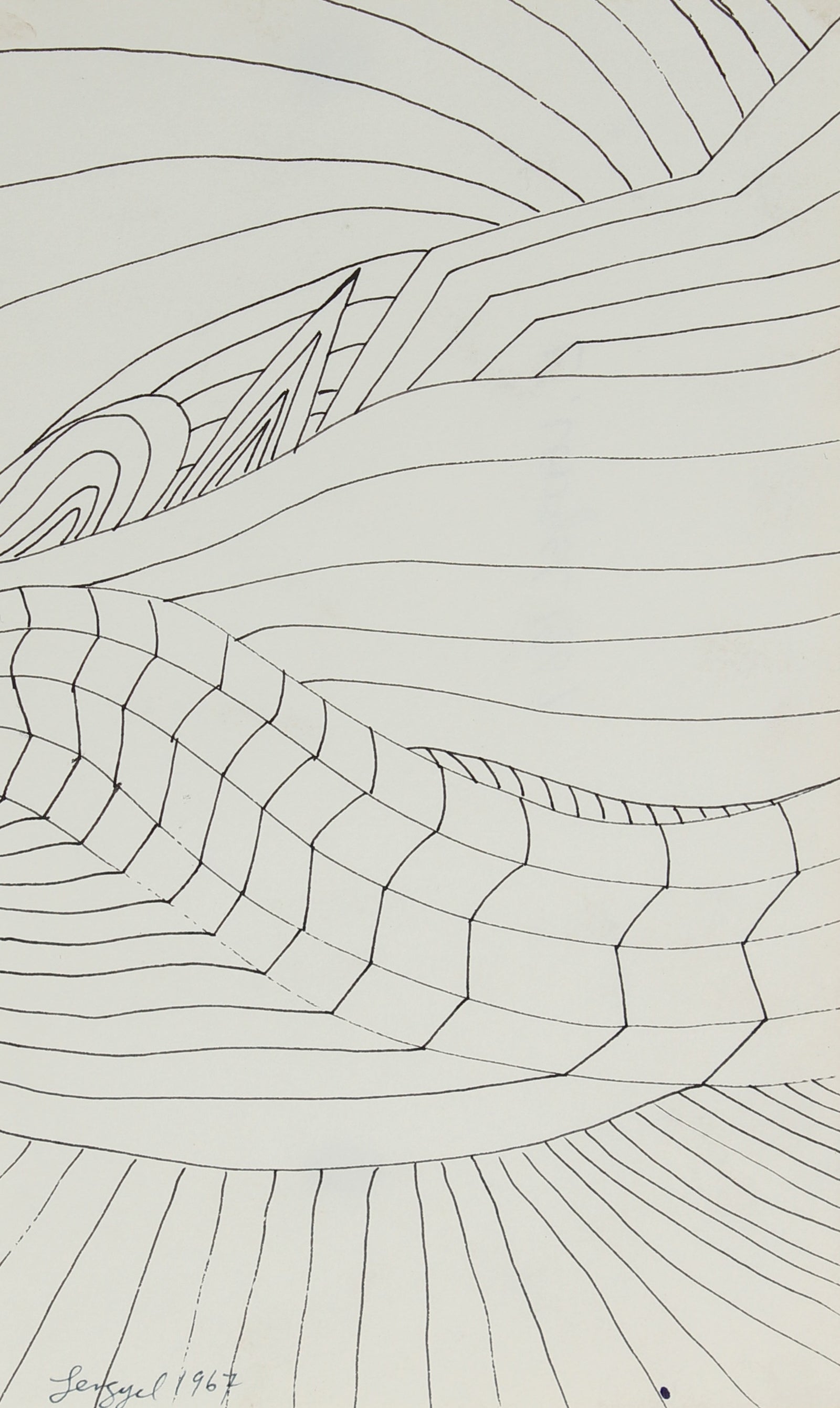 Modernist Line Drawing <br>1967 Ink on Paper <br><br>#58258