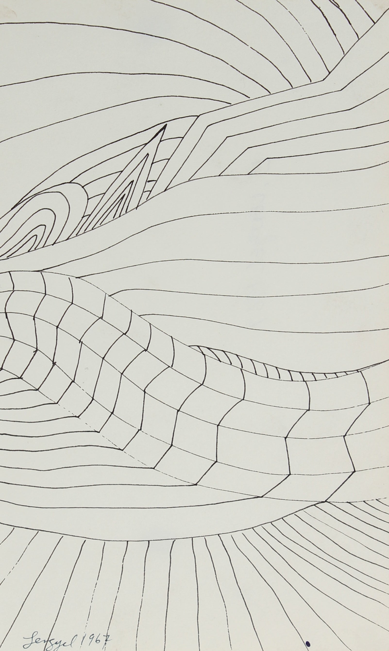 Modernist Line Drawing <br>1967 Ink on Paper <br><br>#58258