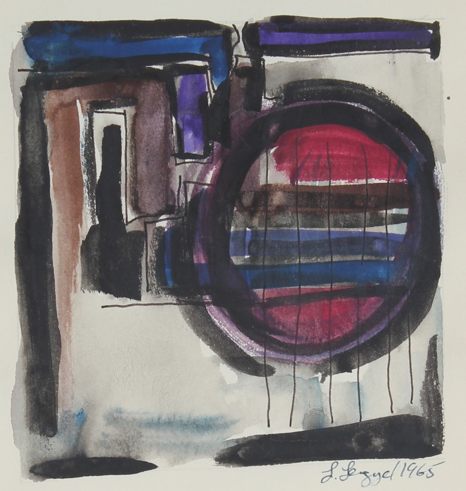 Abstracted Interior<br>1965 Gouache and Ink on Paper<br><br>#58273