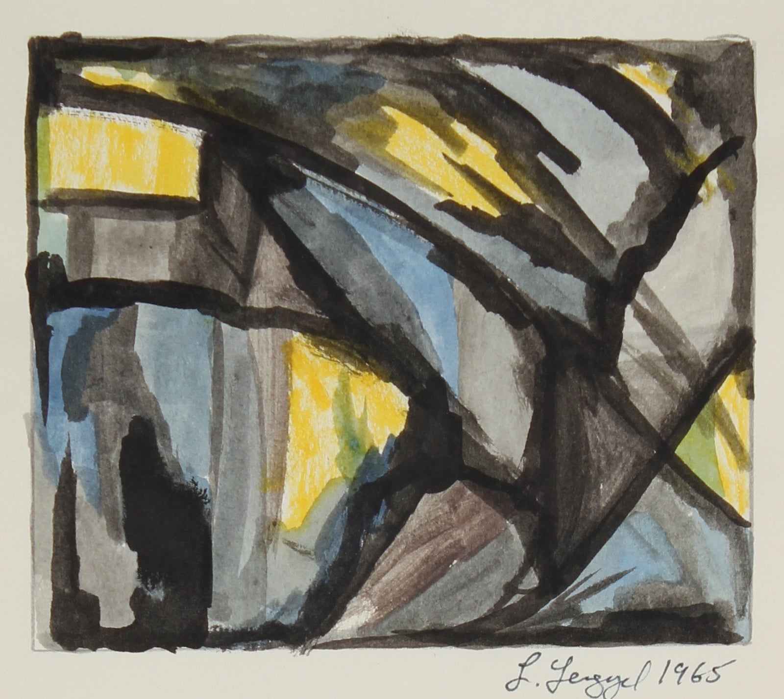 Geometric Abstract <br>1965 Gouache on Paper<br><br>#58275