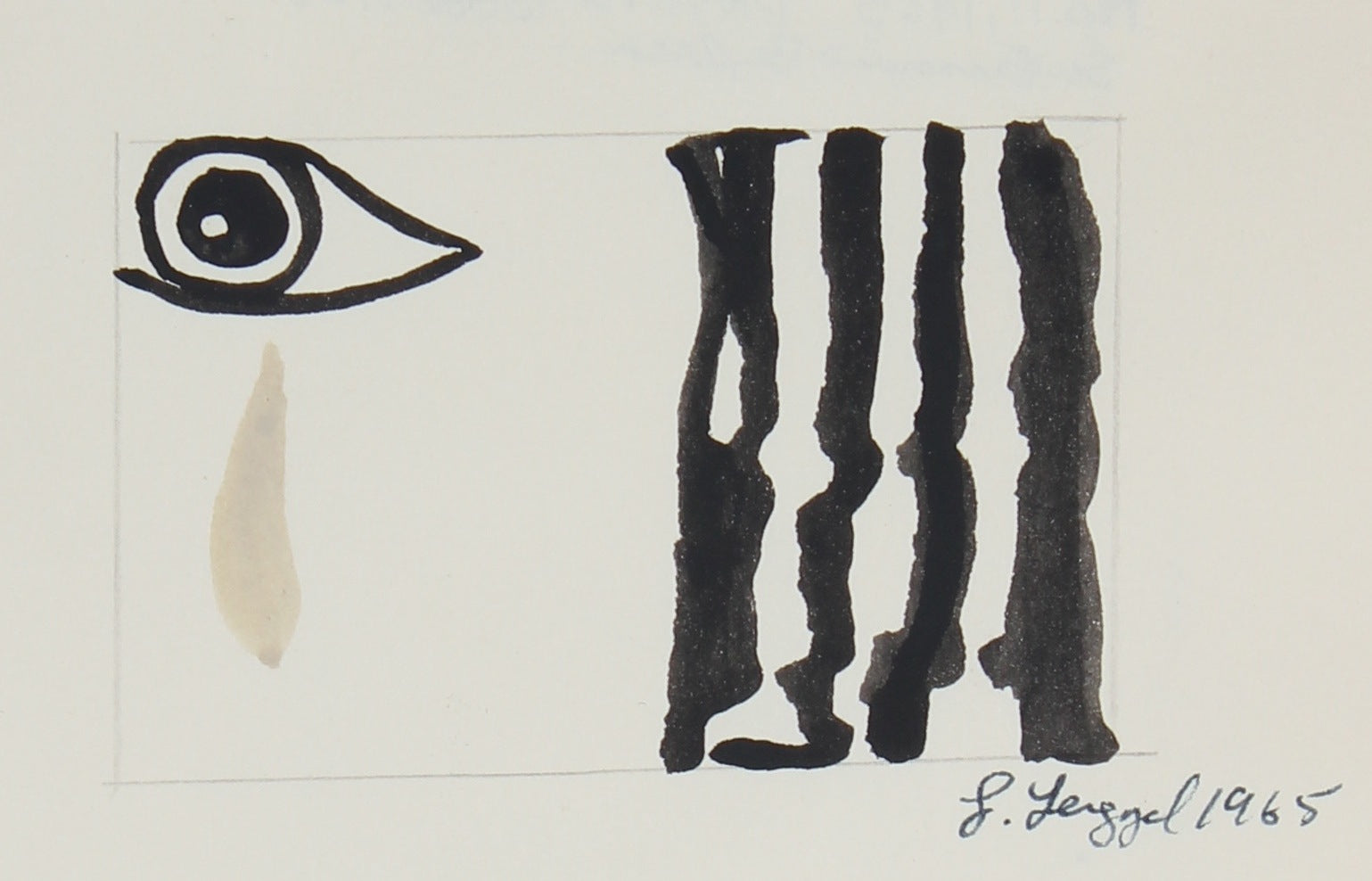 Monochromatic Abstract with Eye <br>1965 Gouache <br><br>#58284