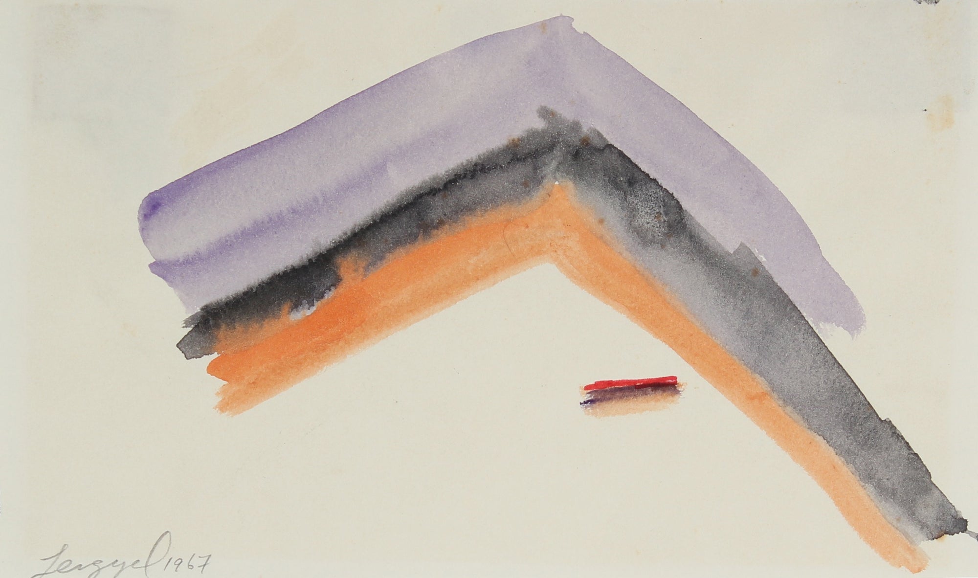 Purple and Orange Abstracted Hiller<br>1967 Gouache<br><br>#58292