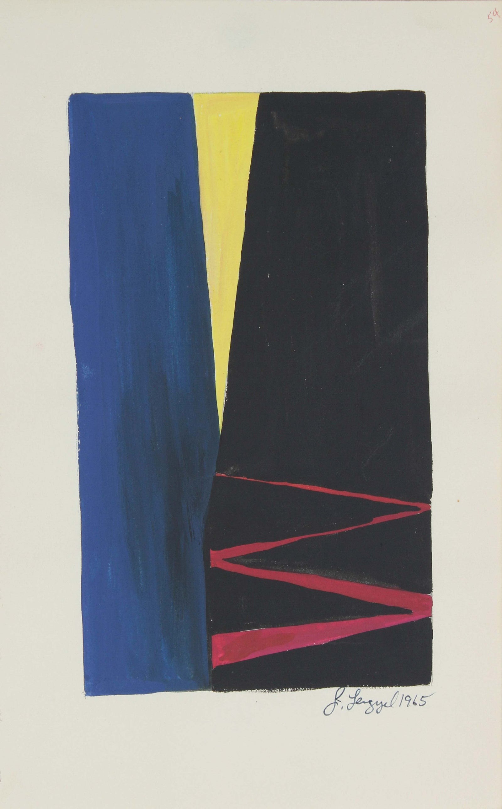 Dramatic Modernist Abstract<br>1965 Gouache<br><br>#58309