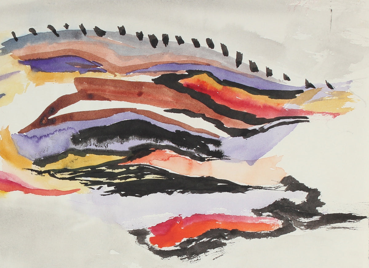 1967 Gouache Abstracted Modernist Landscape<br><br>#58366