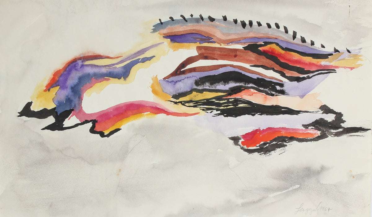 1967 Gouache Abstracted Modernist Landscape<br><br>#58366