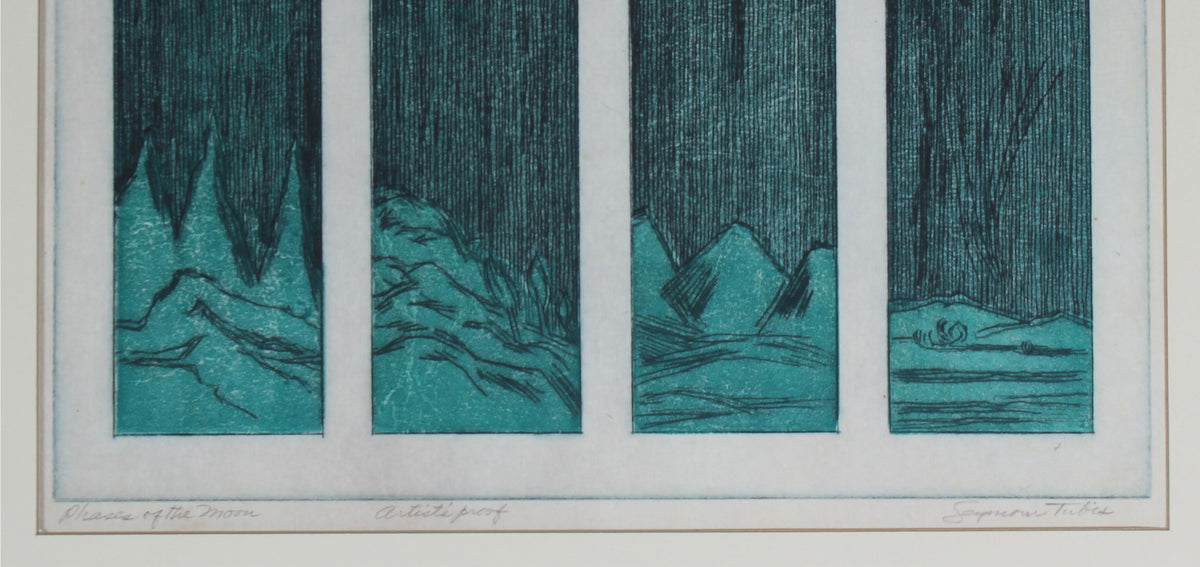 <i>Phases of the Moon</i><br>Mid Century Colored Etching<br><br>#59177