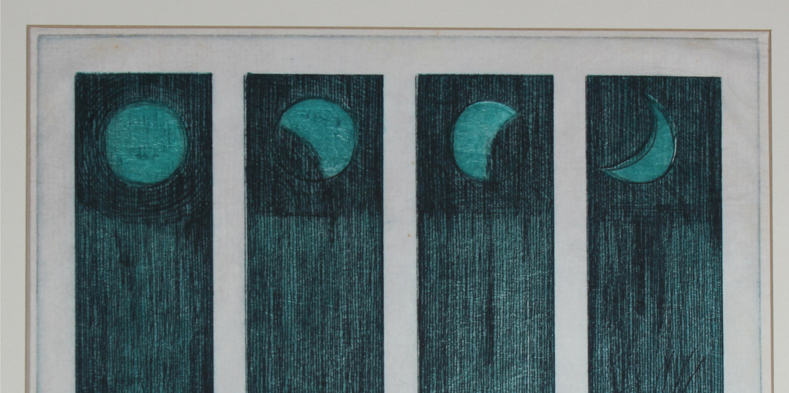 <i>Phases of the Moon</i><br>Mid Century Colored Etching<br><br>#59177