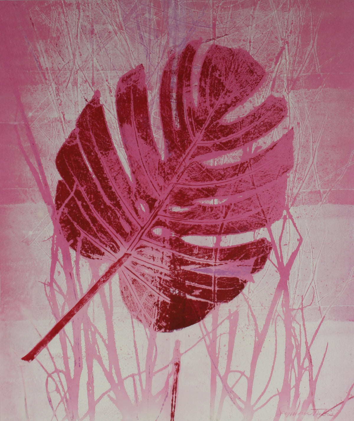 &lt;i&gt;Pink Leaf - Nature Print&lt;/i&gt;&lt;br&gt;Mid Century Mixed Media Print&lt;br&gt;&lt;br&gt;#59231