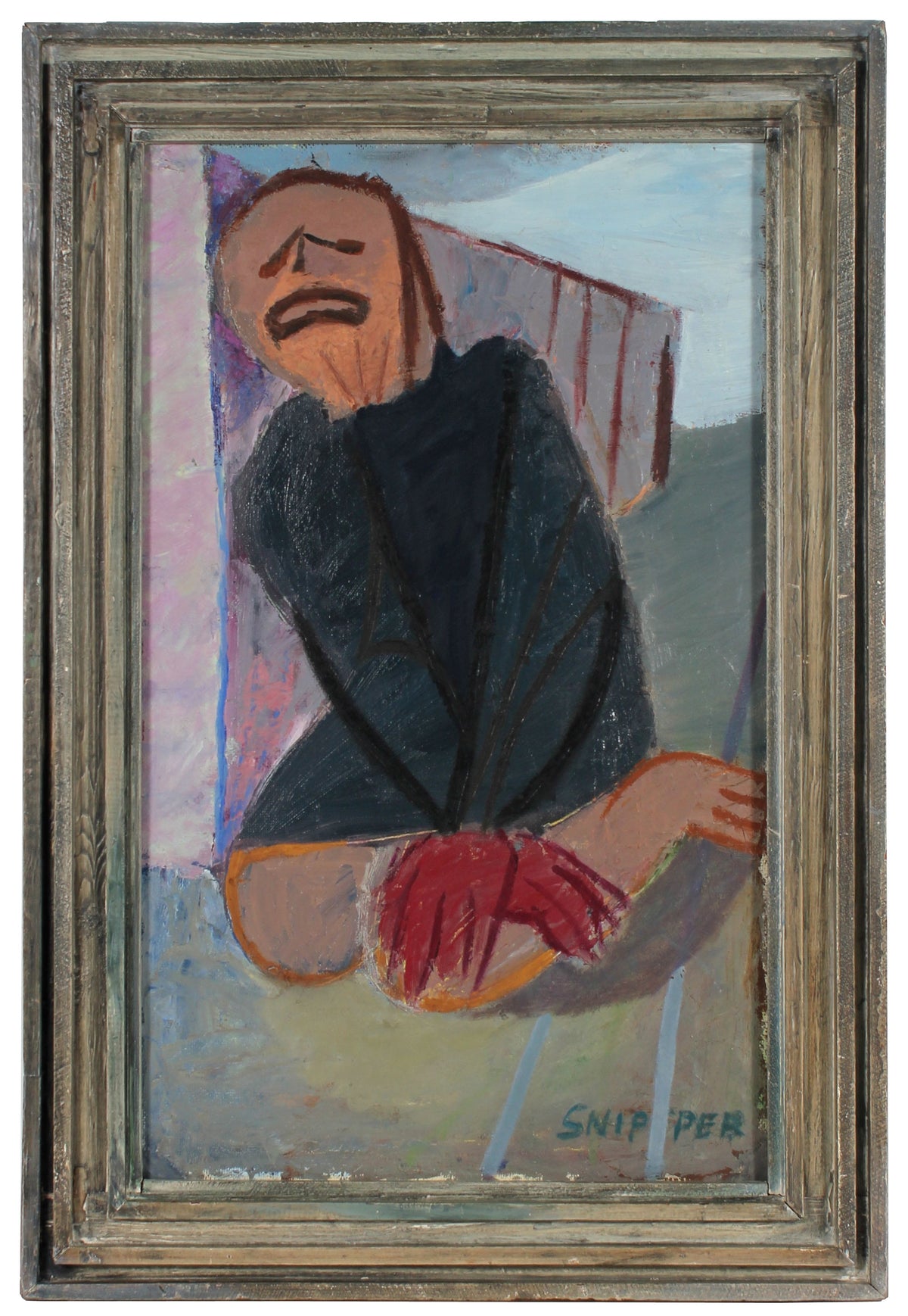 Kneeling Expressionist Figure&lt;br&gt;1940-50s Oil&lt;br&gt;&lt;br&gt;#59307