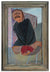 Kneeling Expressionist Figure<br>1940-50s Oil<br><br>#59307
