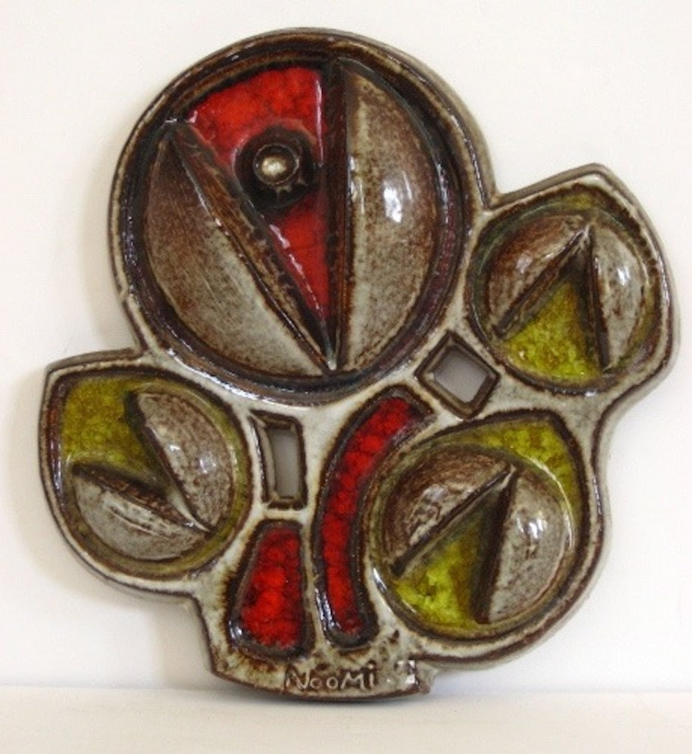 Abstracted Floral Sculpture <br>Mid Century Ceramic & Enamel <br><br>#5955