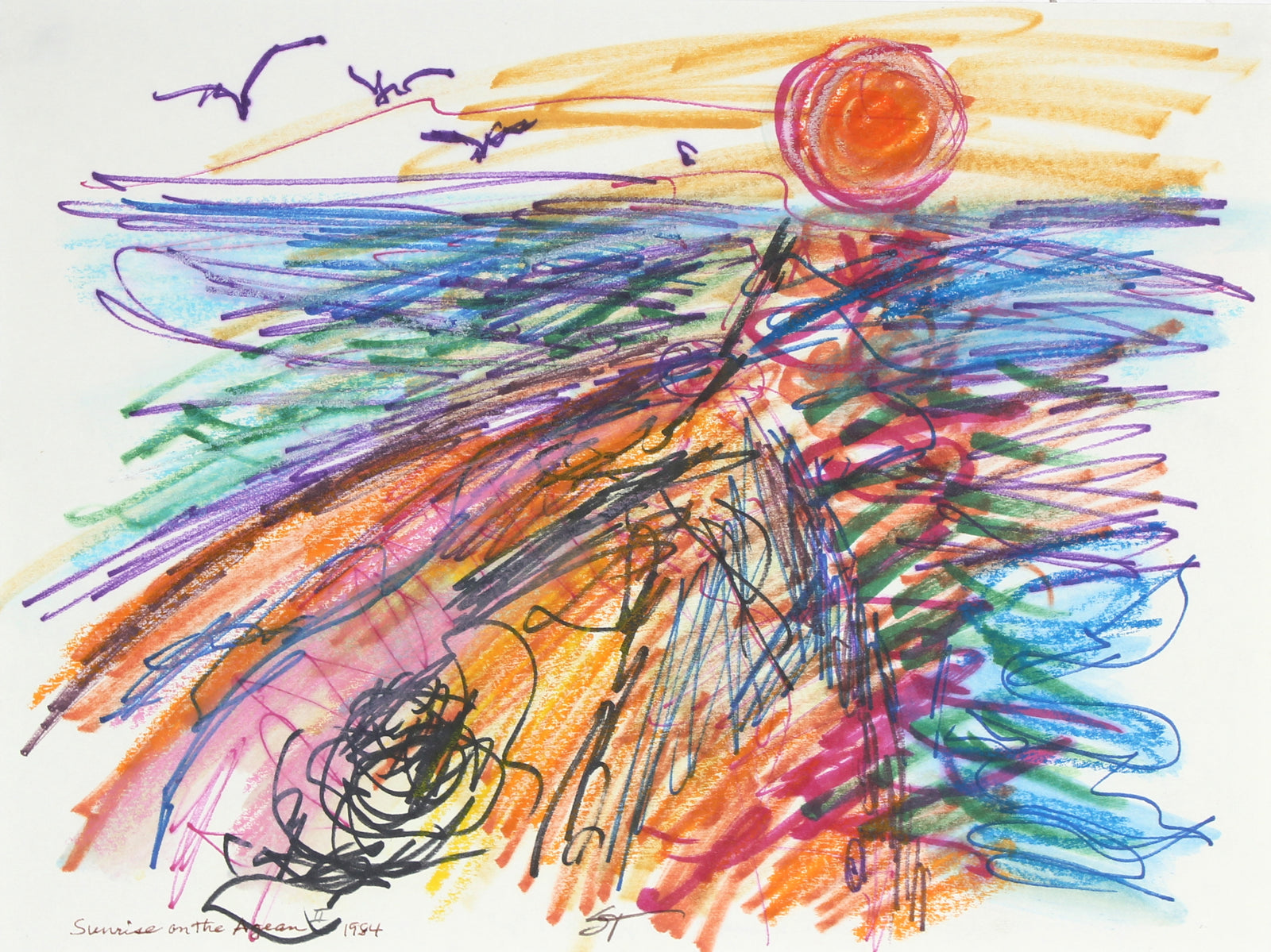 <i>Sunrise of the Agean II</i> <br>1984 Ink and Pastel <br><br>#60363