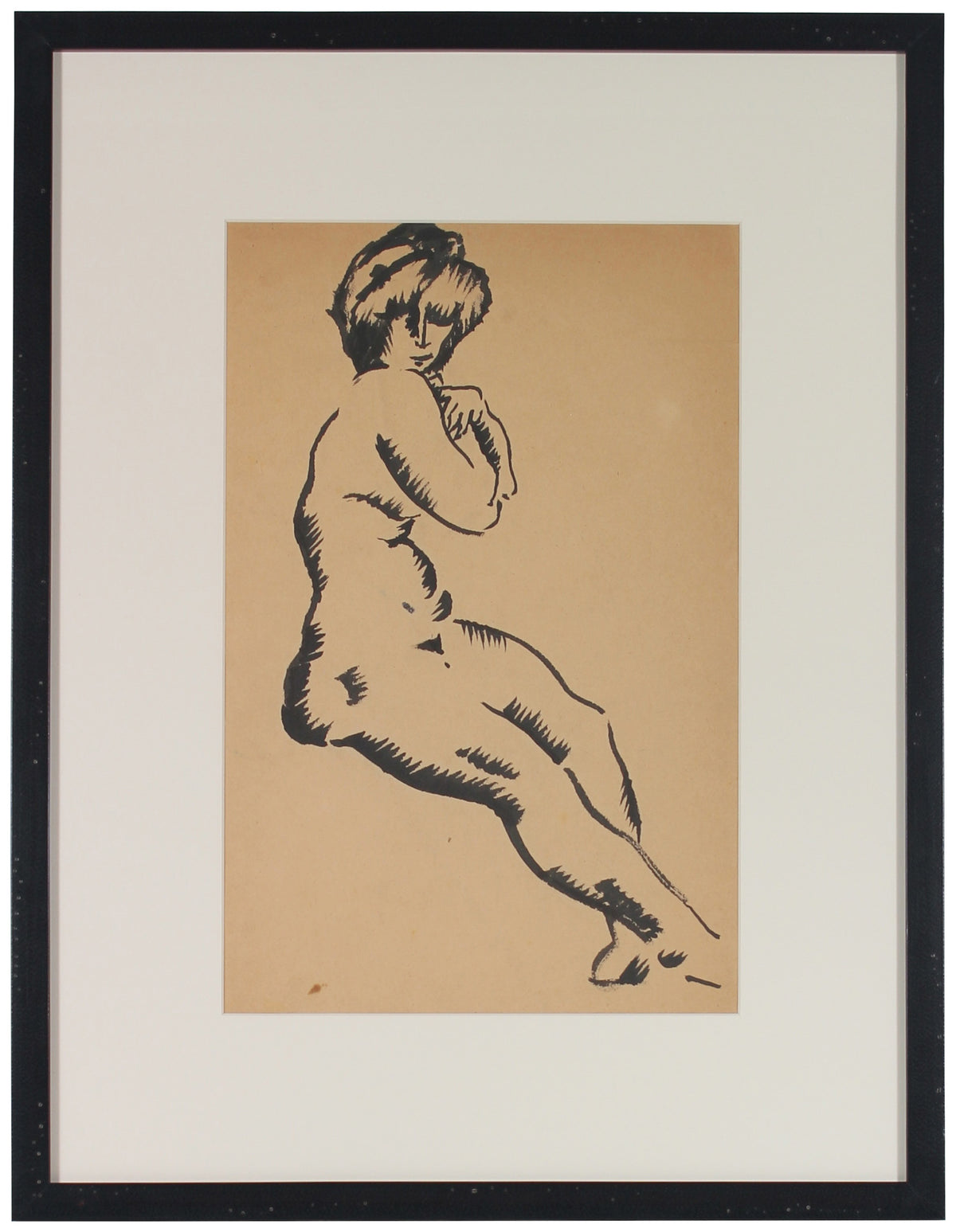Coy European Nude &lt;br&gt;Early 20th Century Drawing &lt;br&gt;&lt;br&gt;#60082