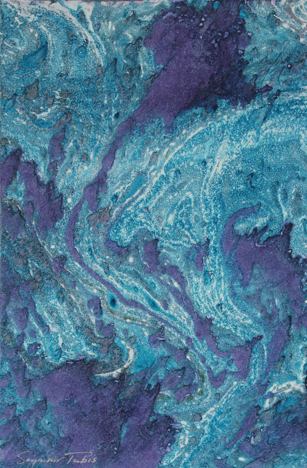 Abstracted Blue Marble &lt;br&gt;Oil on Paper&lt;br&gt;&lt;br&gt;#60978