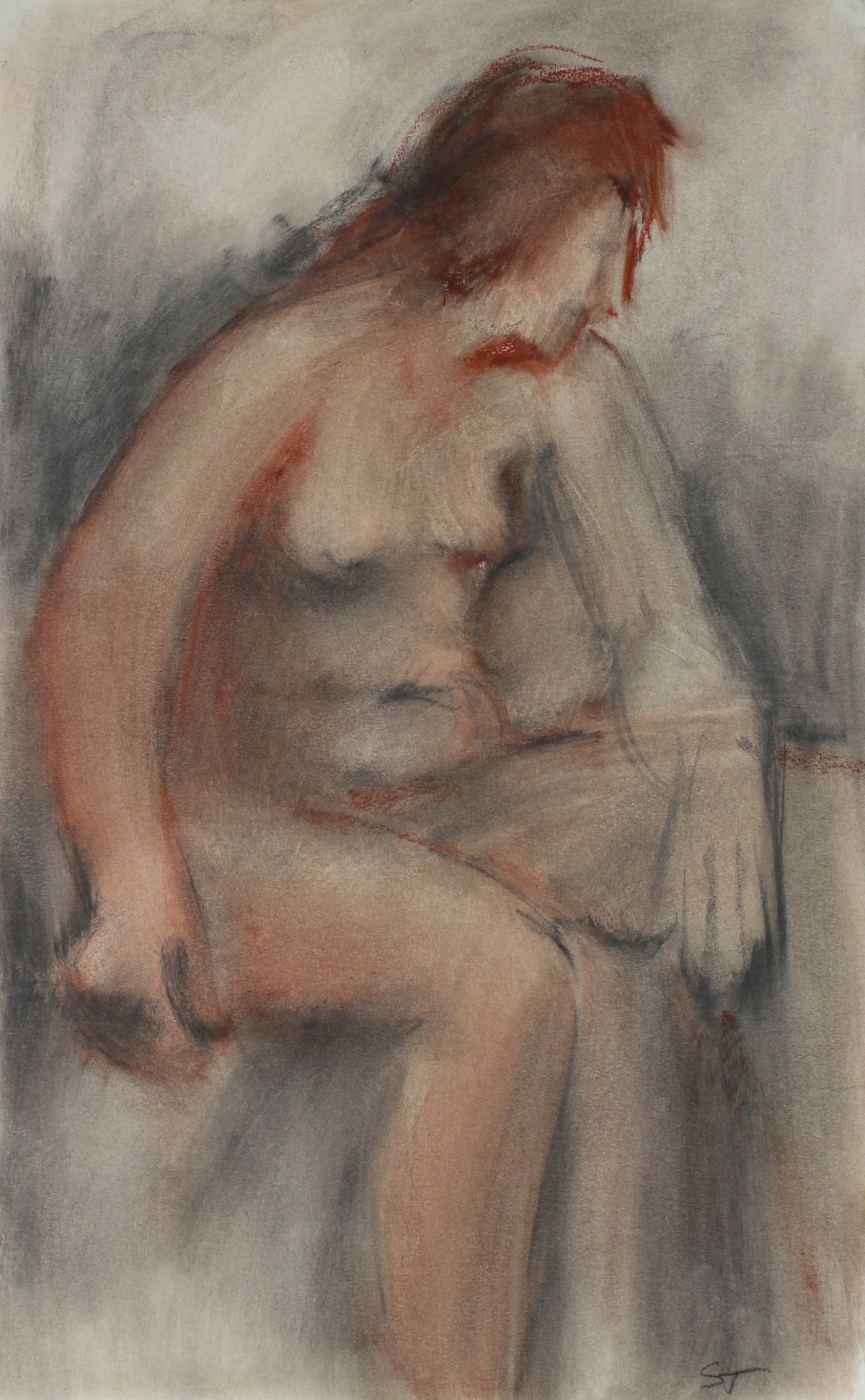 Expressionist Figure Drawing&lt;br&gt;Mid-Late 20th Century Pastel &lt;br&gt;&lt;br&gt;#61317