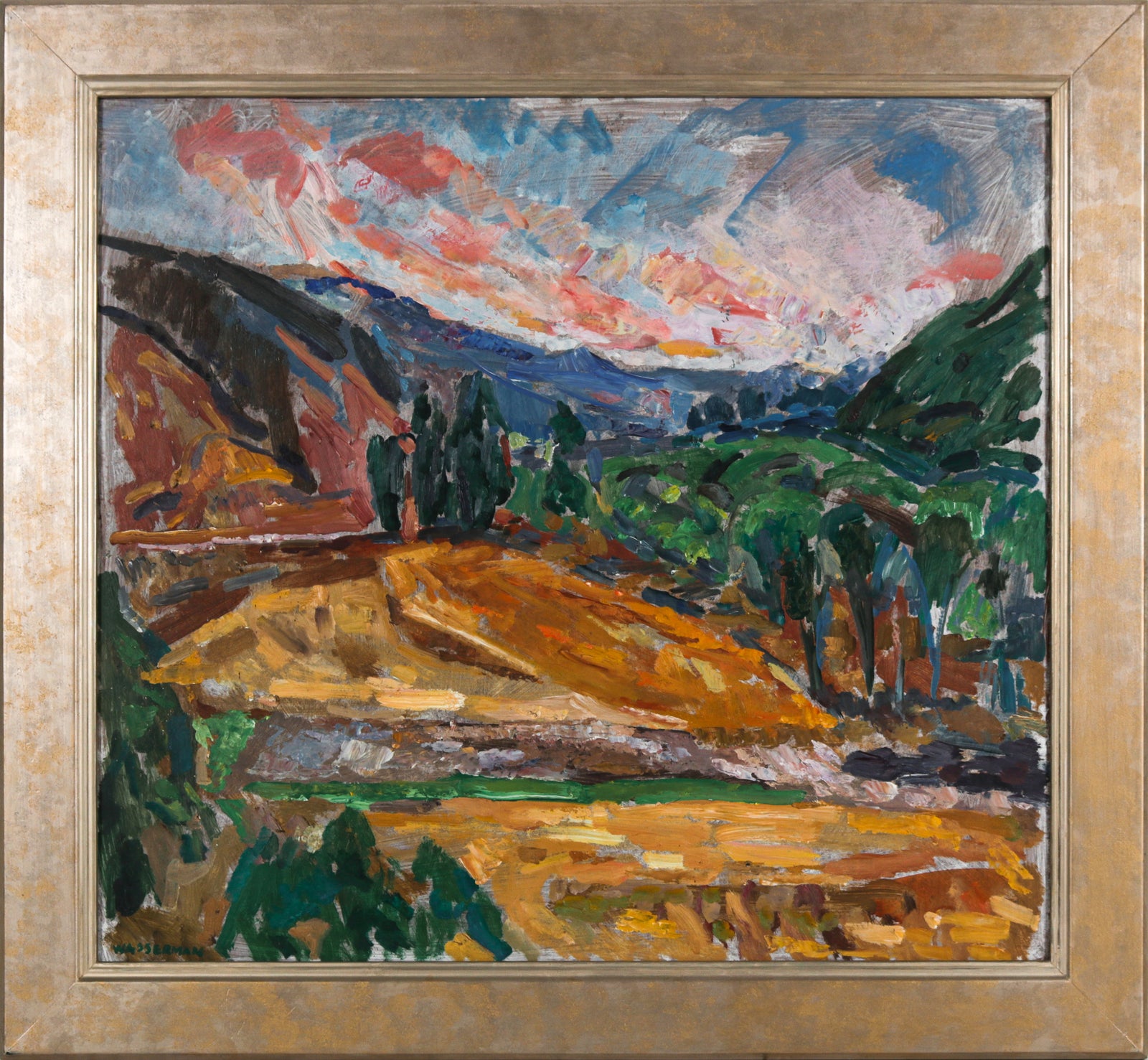 Expressive California Mountain Scene <br>1970 Oil <br><br>#B6236