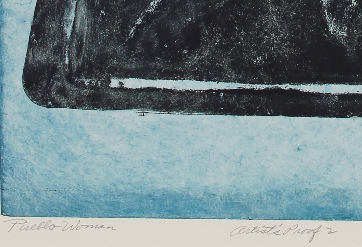 <i>Pueblo Woman</i> <br>Mid Century Collograph <br><br>#62879