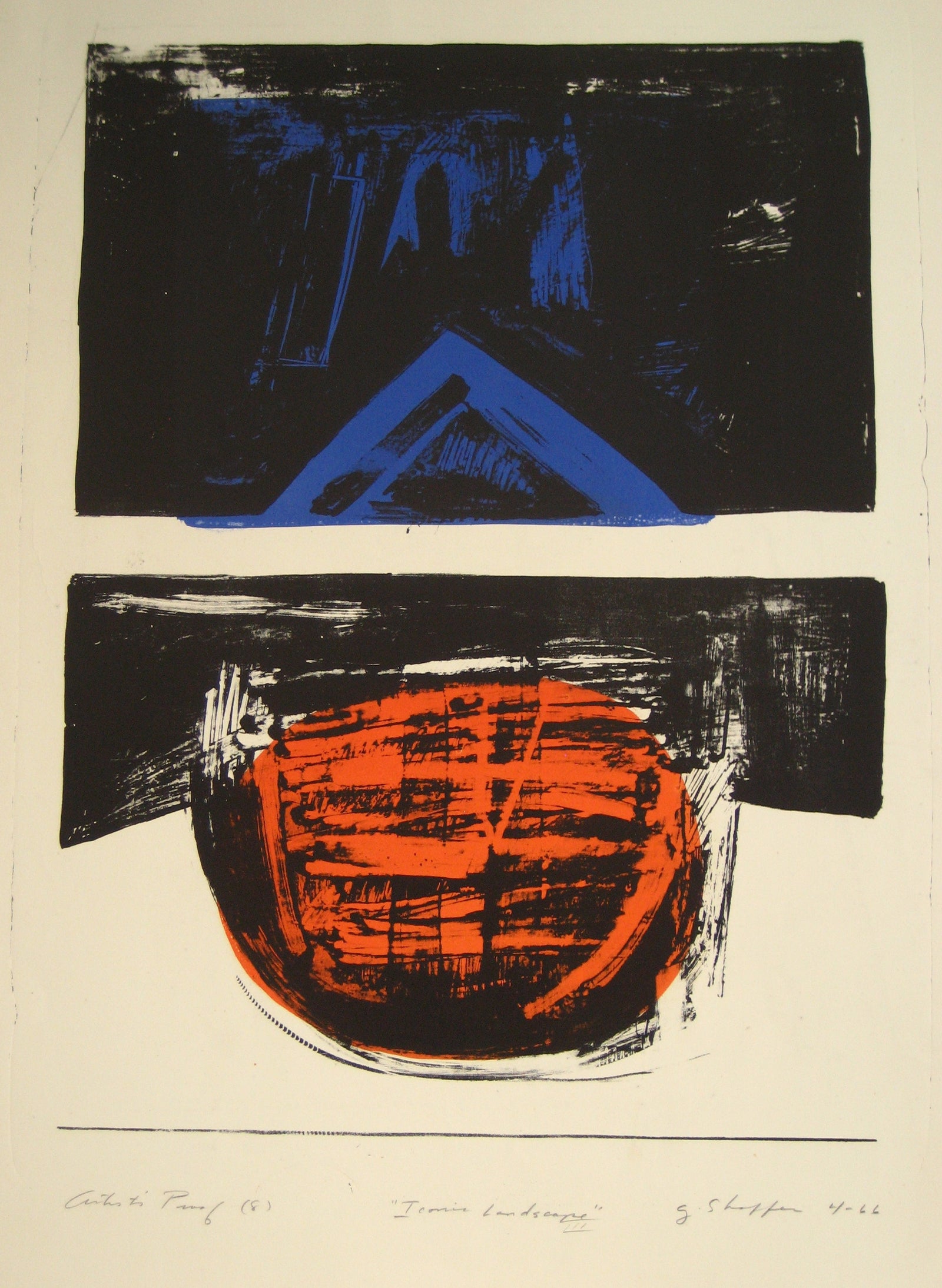 <i>Iconic Landscape III</i> <br>1966 Stone Lithograph <br><br>#6392