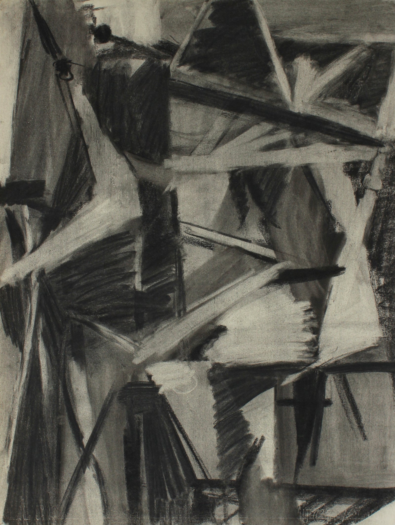 Monochrome Cubist Abstract <br>1950 Charcoal <br><br>#66814