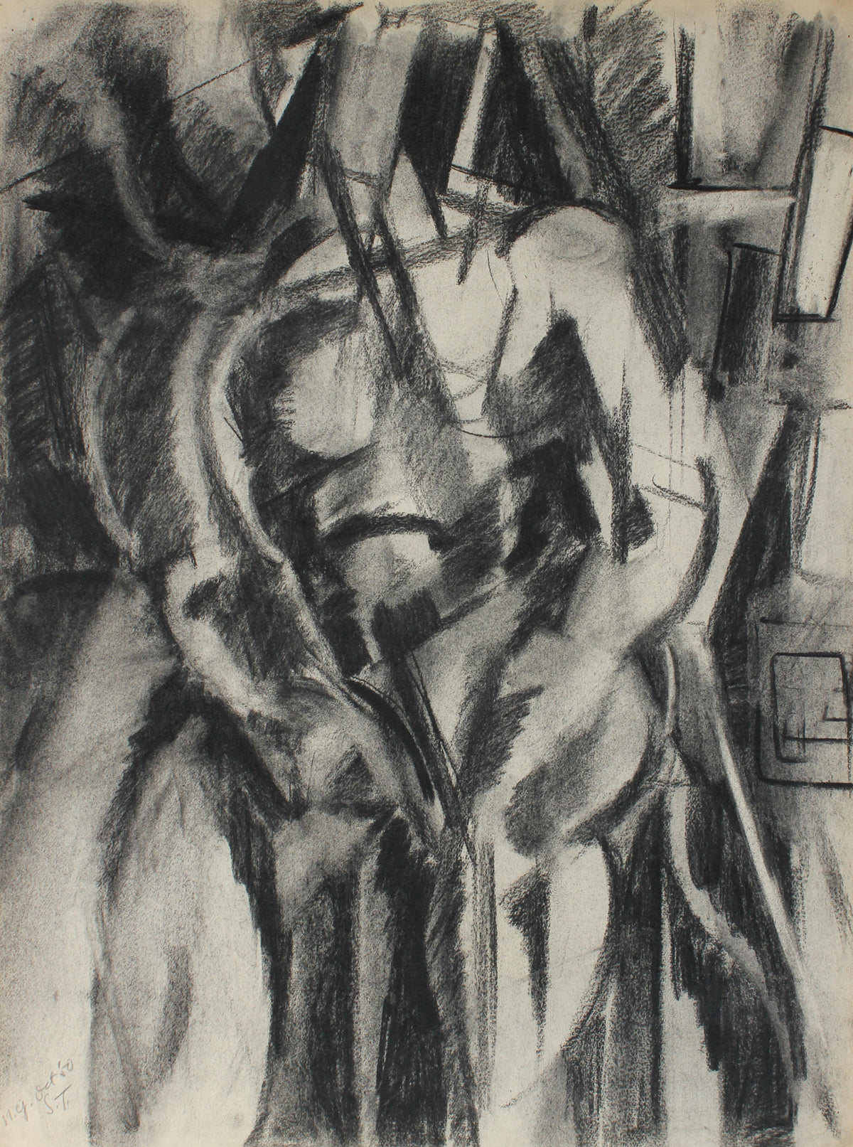 Abstracted Angular Figure&lt;br&gt;October 1950 Charcoal on Paper&lt;br&gt;&lt;br&gt;#66840