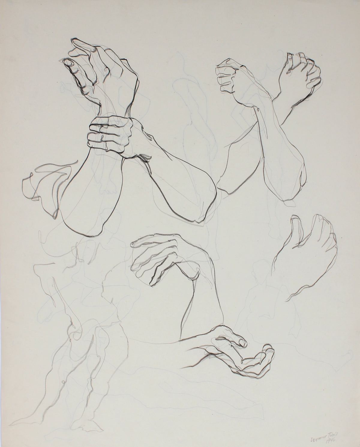 Anatomical Study of Wrists &amp; Hands &lt;br&gt;1946 Ink and Graphite on Paper &lt;br&gt;&lt;br&gt;#66854