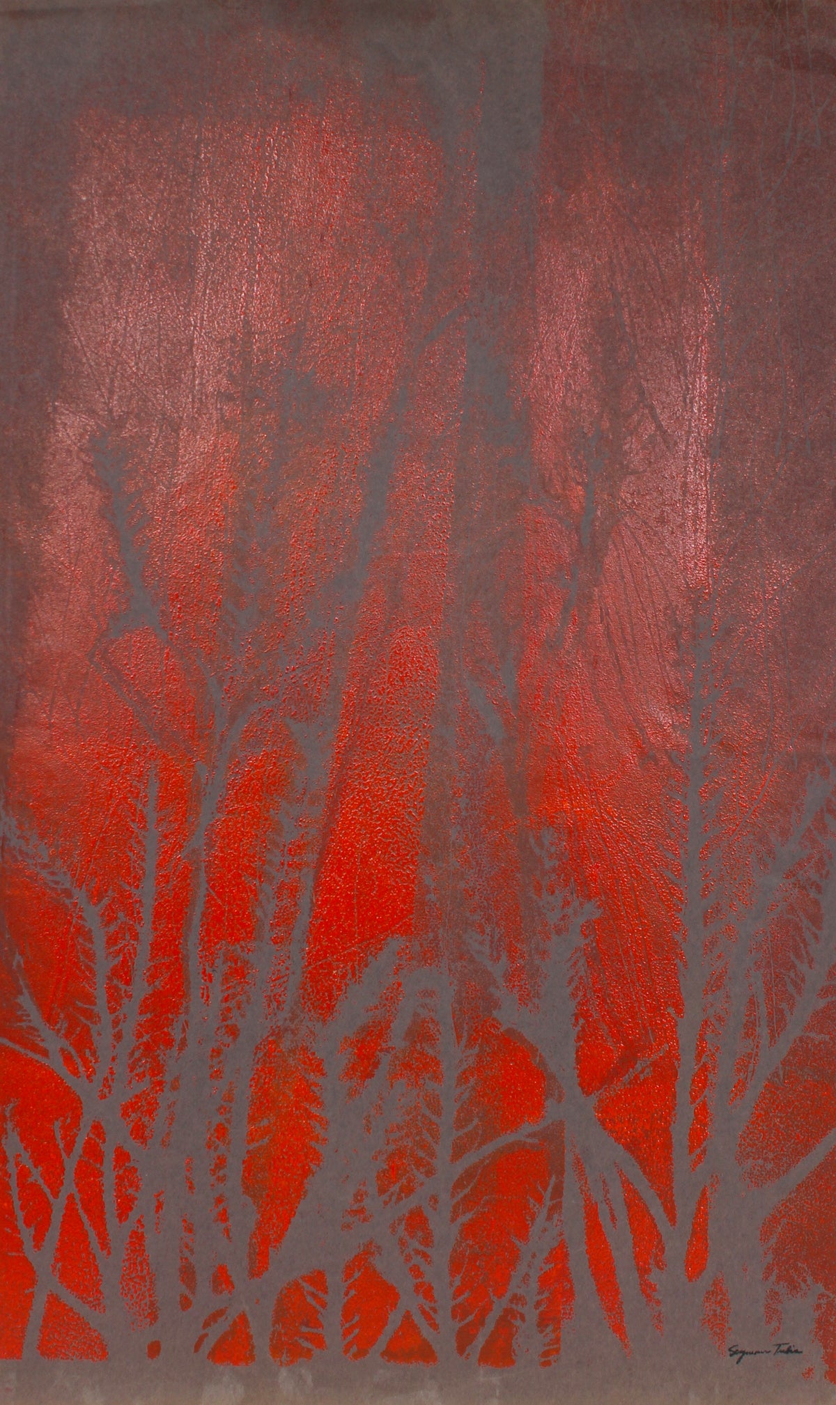 Fiery Brush Abstract &lt;br&gt;Monotype and Relief Print&lt;br&gt;&lt;br&gt;#66858