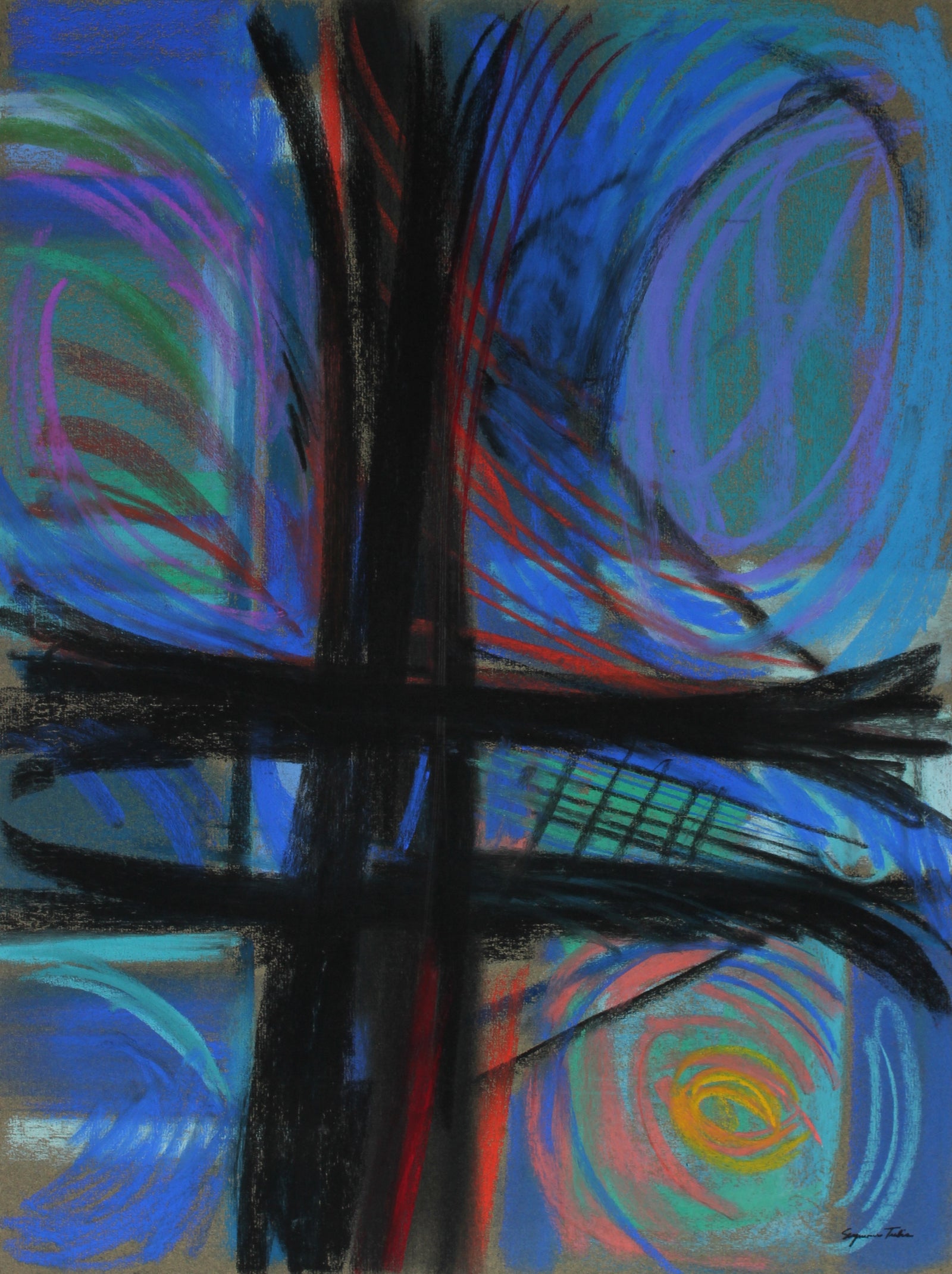 Intense Surreal Abstract <br>20th Century Pastel on Paper <br><br>#66899