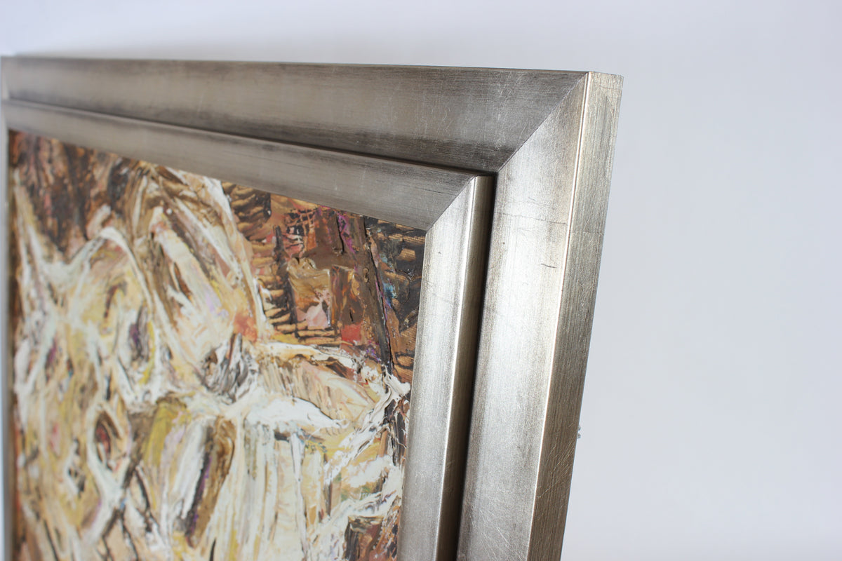 Cream-Colored Abstract Expressionist Oil<br> Mid - Late 20th Century<br><br>#67681