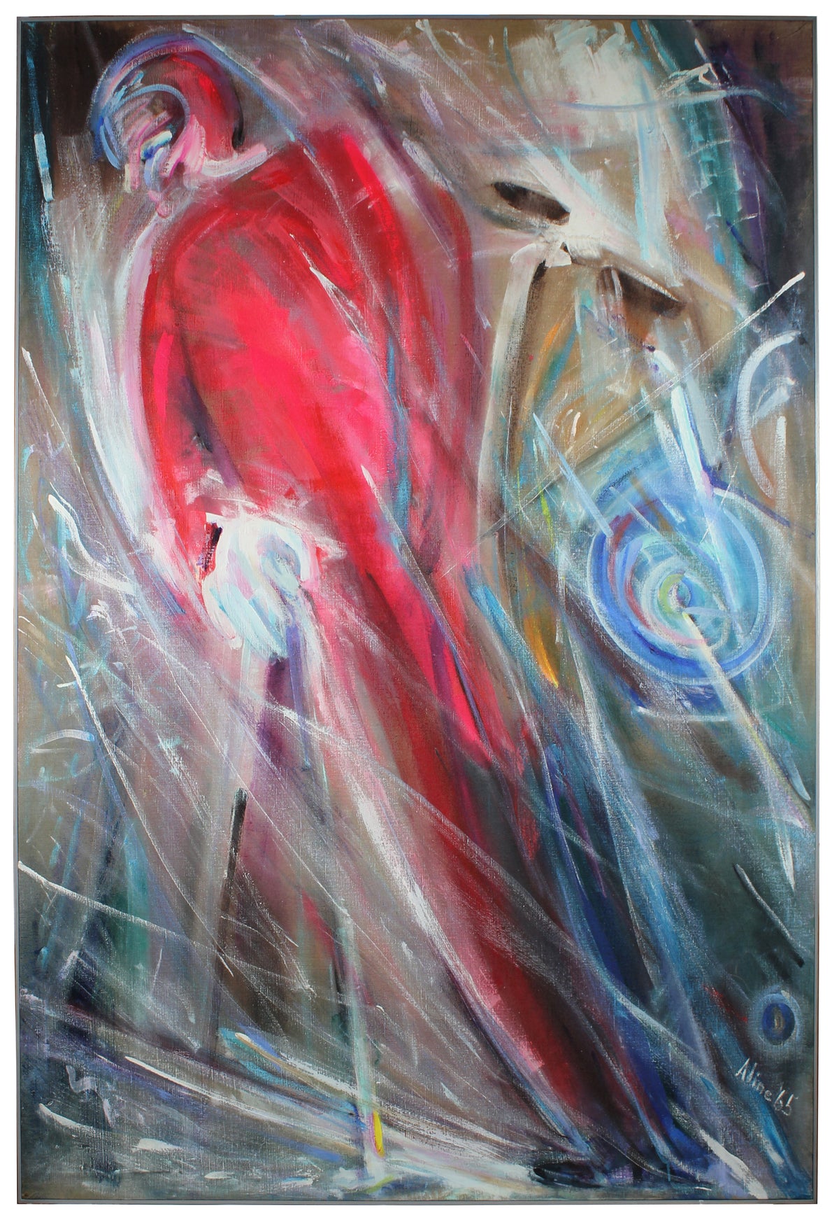 Abstract Expressionist Figure in Red&lt;br&gt;1965 Oil on Linen&lt;br&gt;&lt;br&gt;#67848