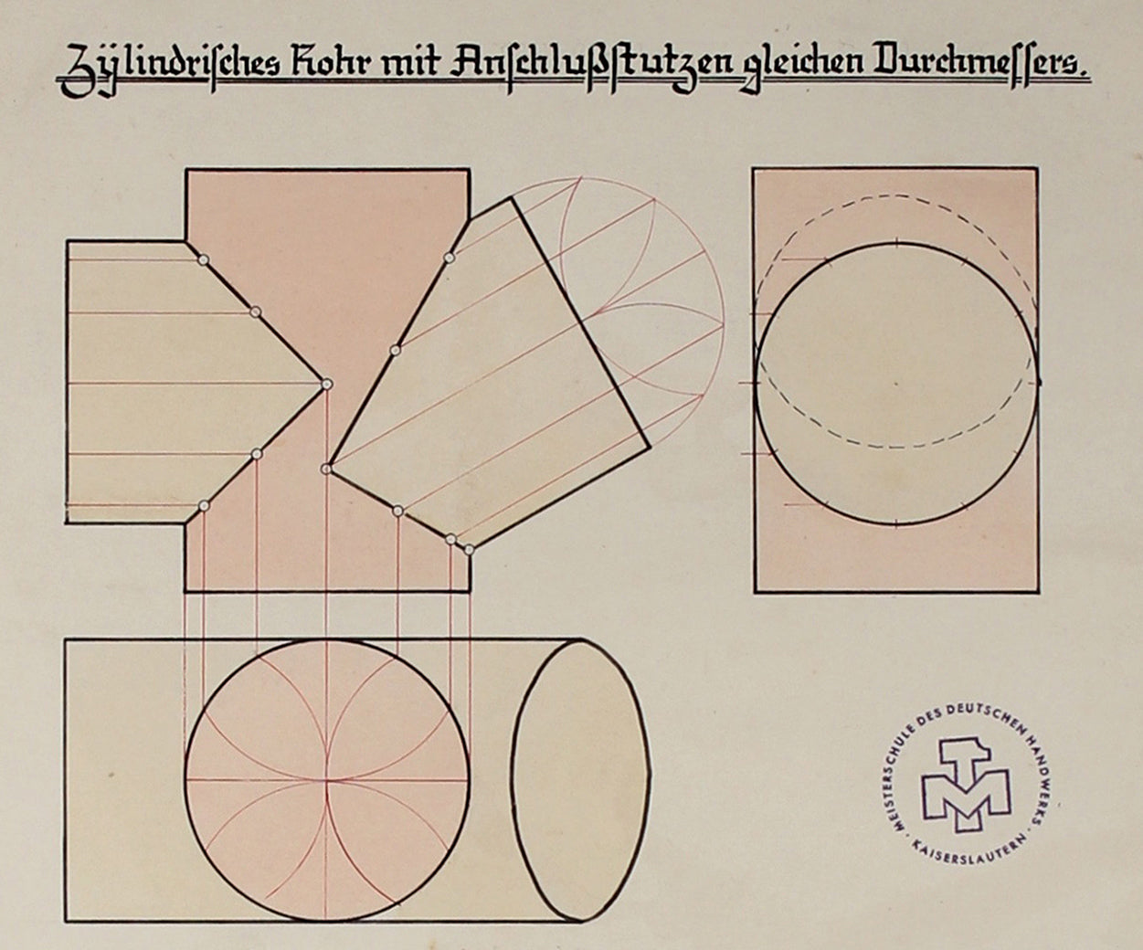 Cut-Out Shapes & Forms -  German Engineering Drawing <br>1941 Ink & Watercolor <br><br>#71113