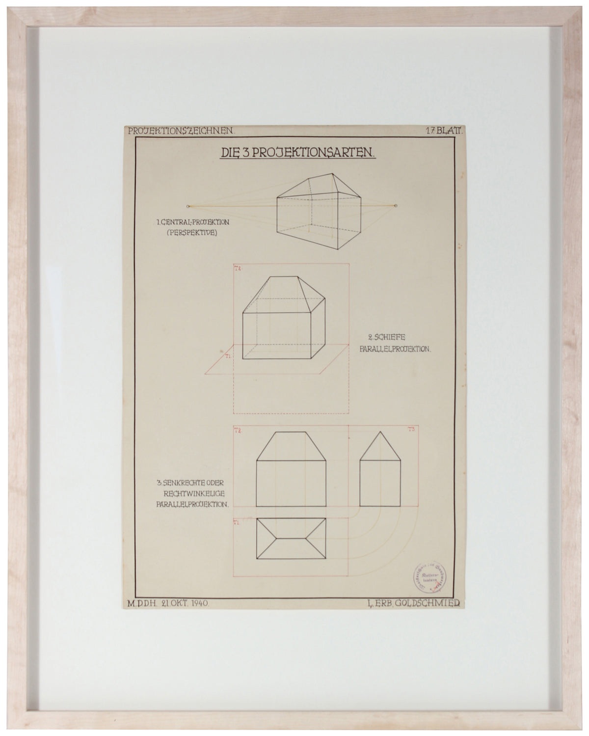 Vintage Geometric Architectural Illustration &lt;br&gt;1940 Ink, Germany &lt;br&gt;&lt;br&gt;#71114
