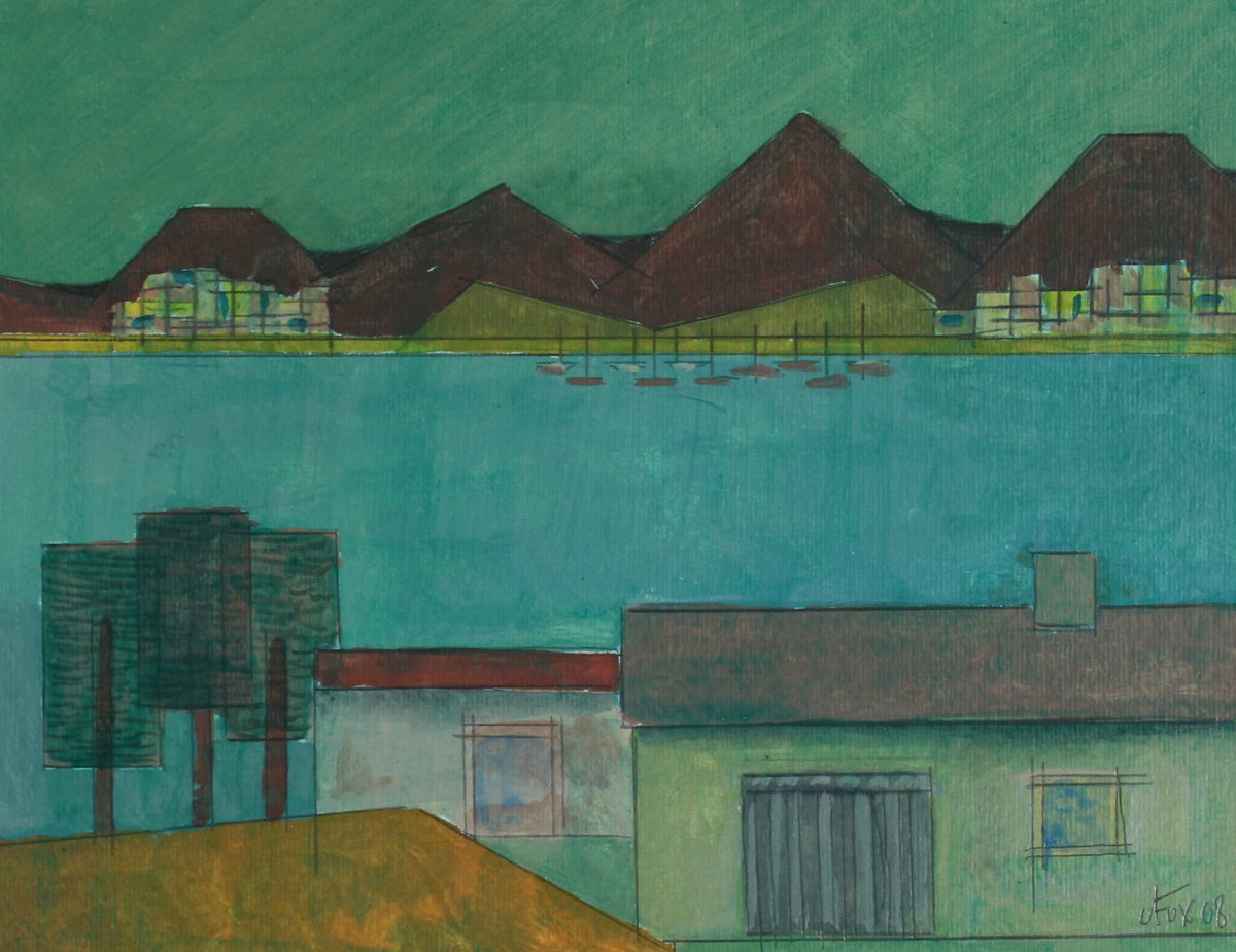 <i>House on the Lake</i><br>2008 Acrylic & Graphite Landscape<br><br>#71221
