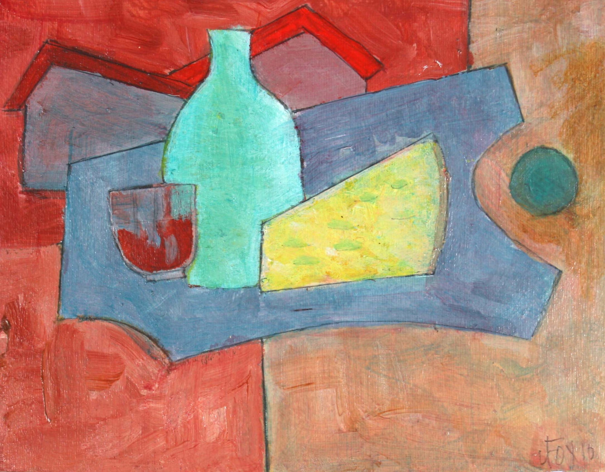 <i>Cheese and Wine</i><br>2010 Acrylic on Paper<br><br>#71227