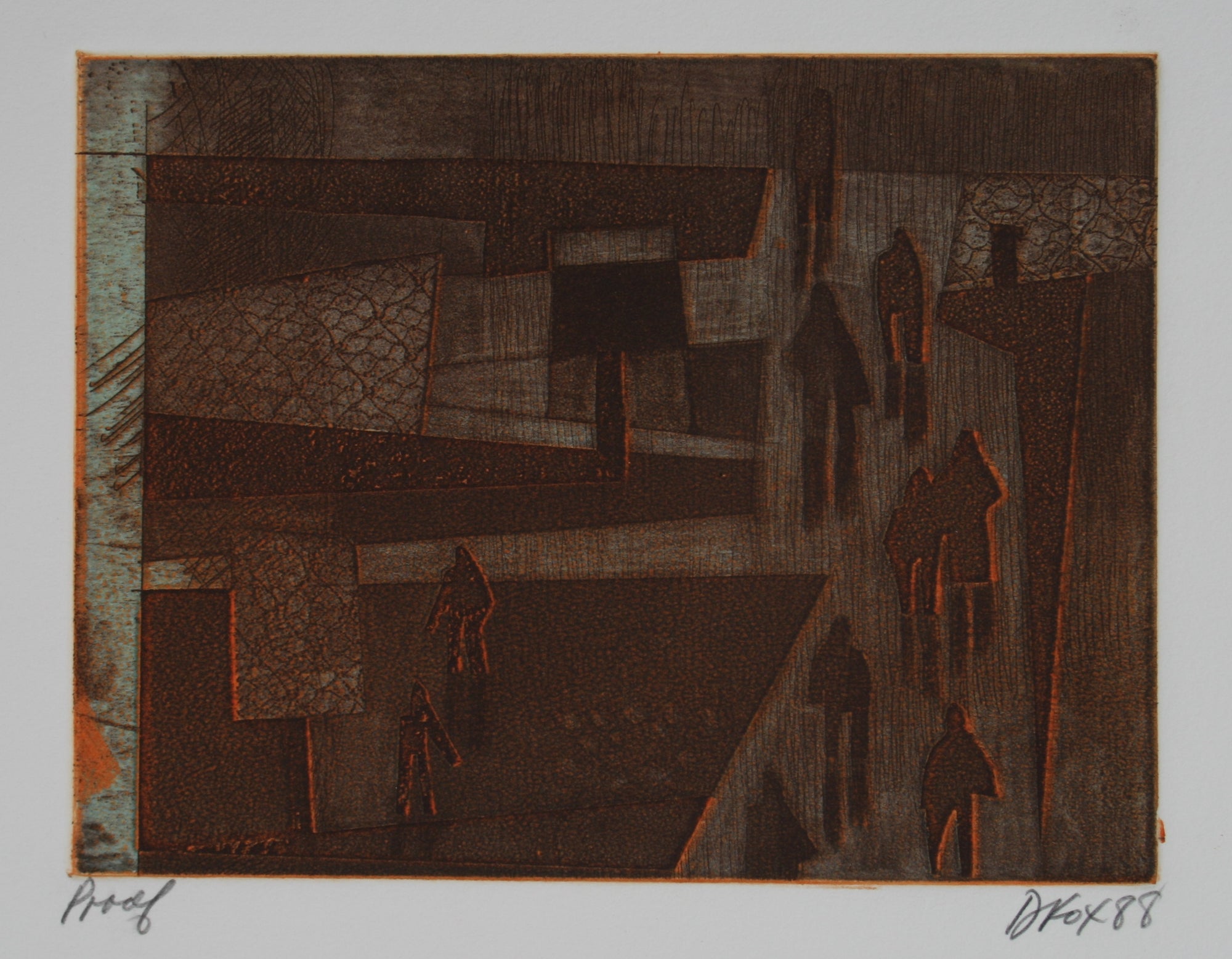 1988 Abstracted People Scene<br>Etching on Paper<br><br>#71238