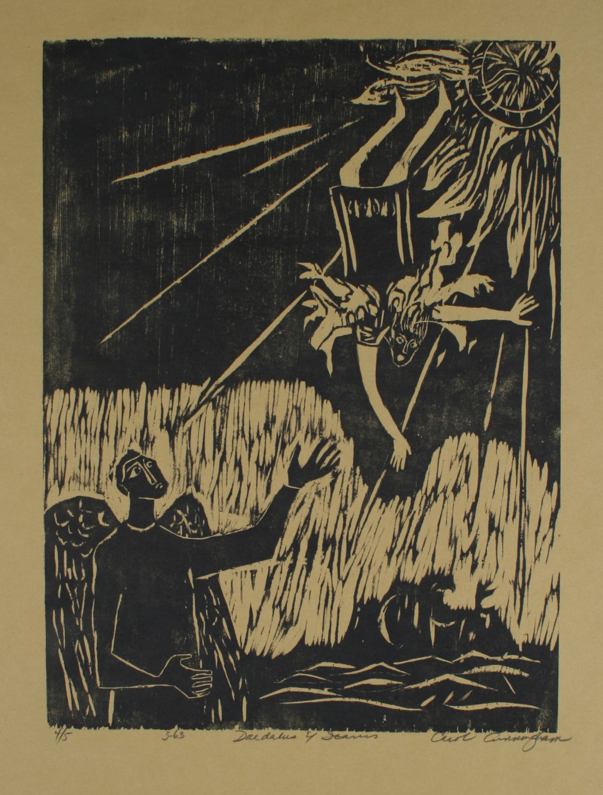 &lt;i&gt;Daedalus &amp; Icarus&lt;/i&gt;&lt;br&gt;1963 Woodcut Impression&lt;br&gt;&lt;br&gt;#71294