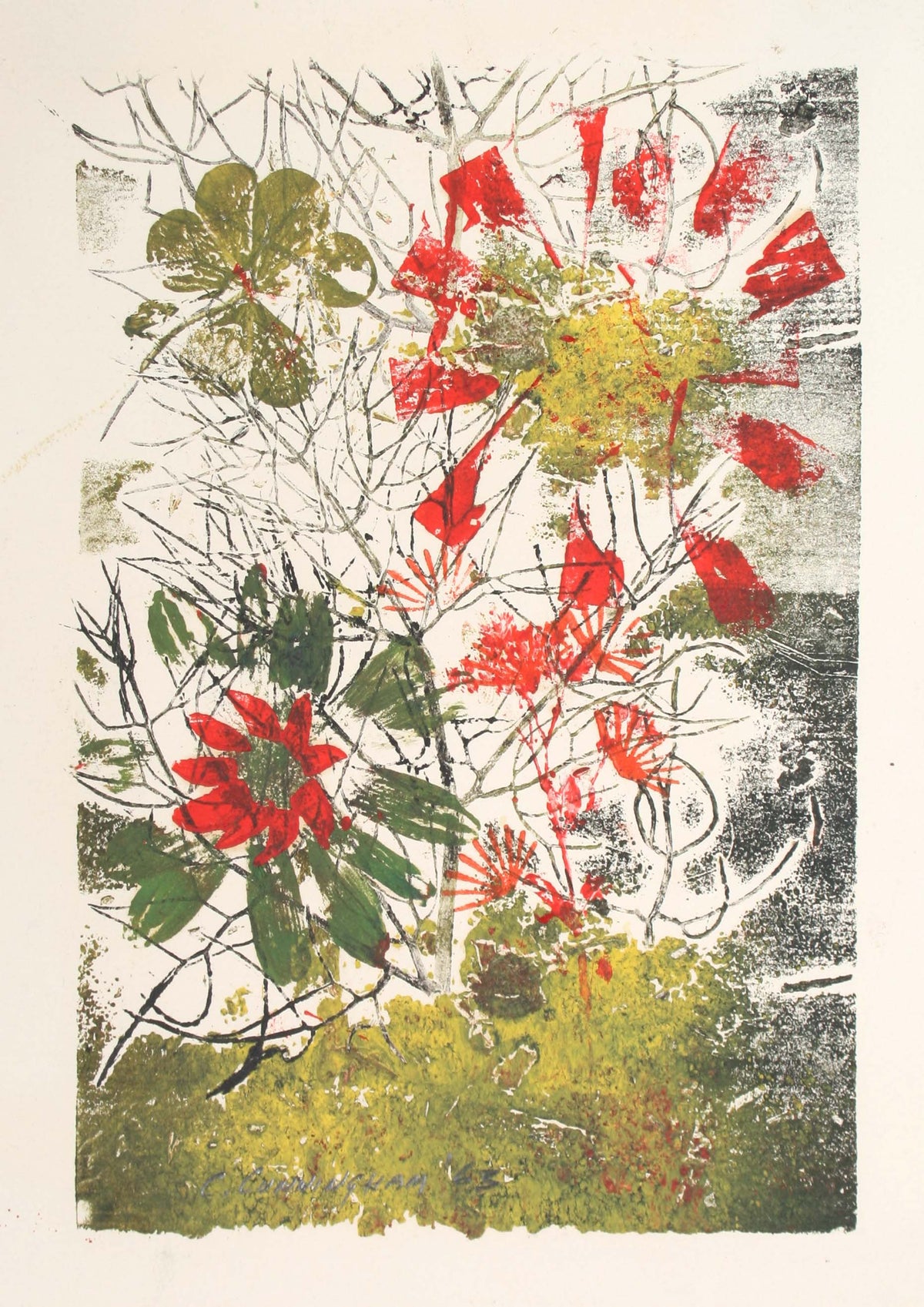 Red and Green Petals<br>1963 Monotype<br><br>#71311