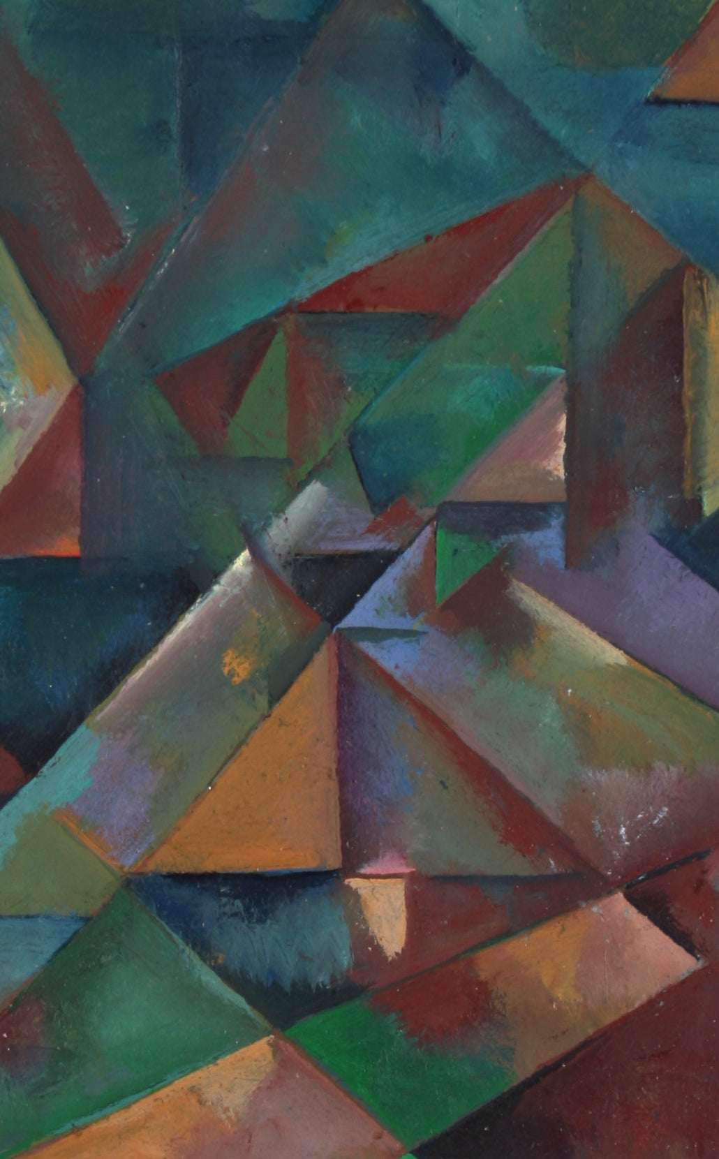 Desaturated Triangular Grid<br>Late 20th Century Oil on Paper<br><br>#71432