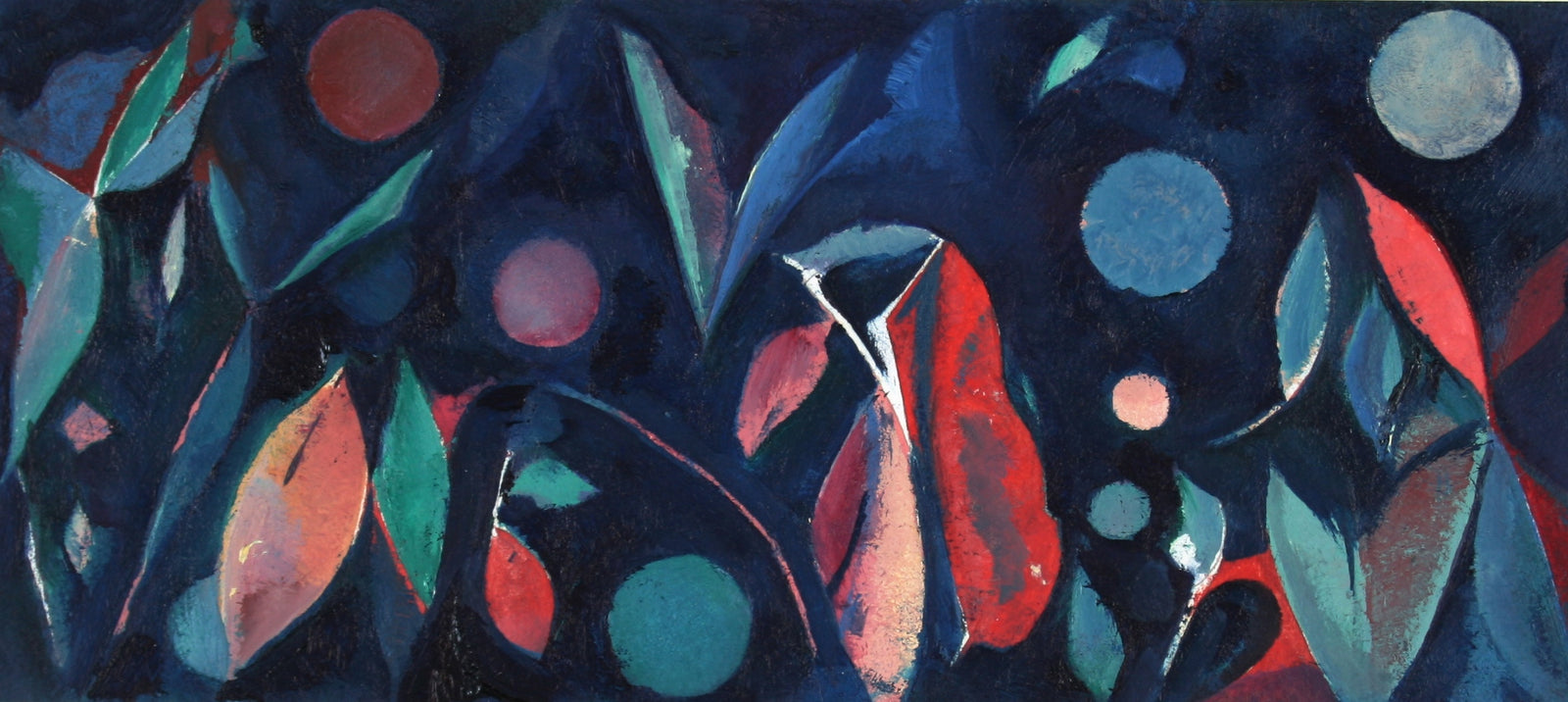 Dark Multicolored Abstract <br>20th Century Oil on Paper<br><br>#71434