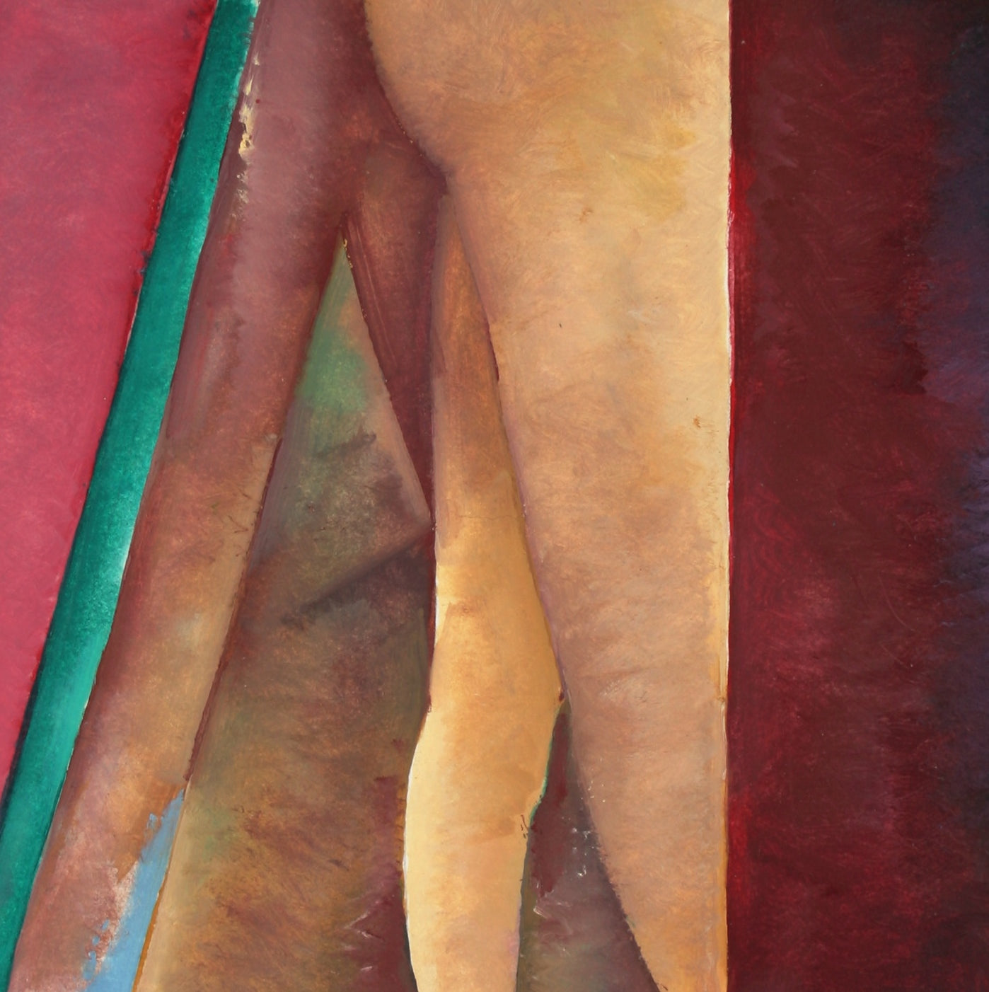 Angled Geometric Abstract<br>20th Century Oil on Paper<br><br>#71443