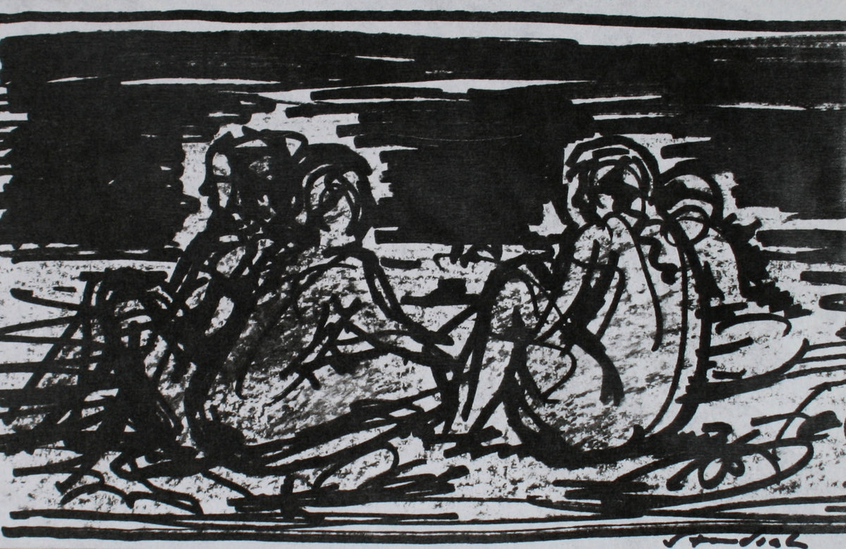 Dark Seated Figures &lt;br&gt;Late 20th Century Ink &lt;br&gt;&lt;br&gt;#71499