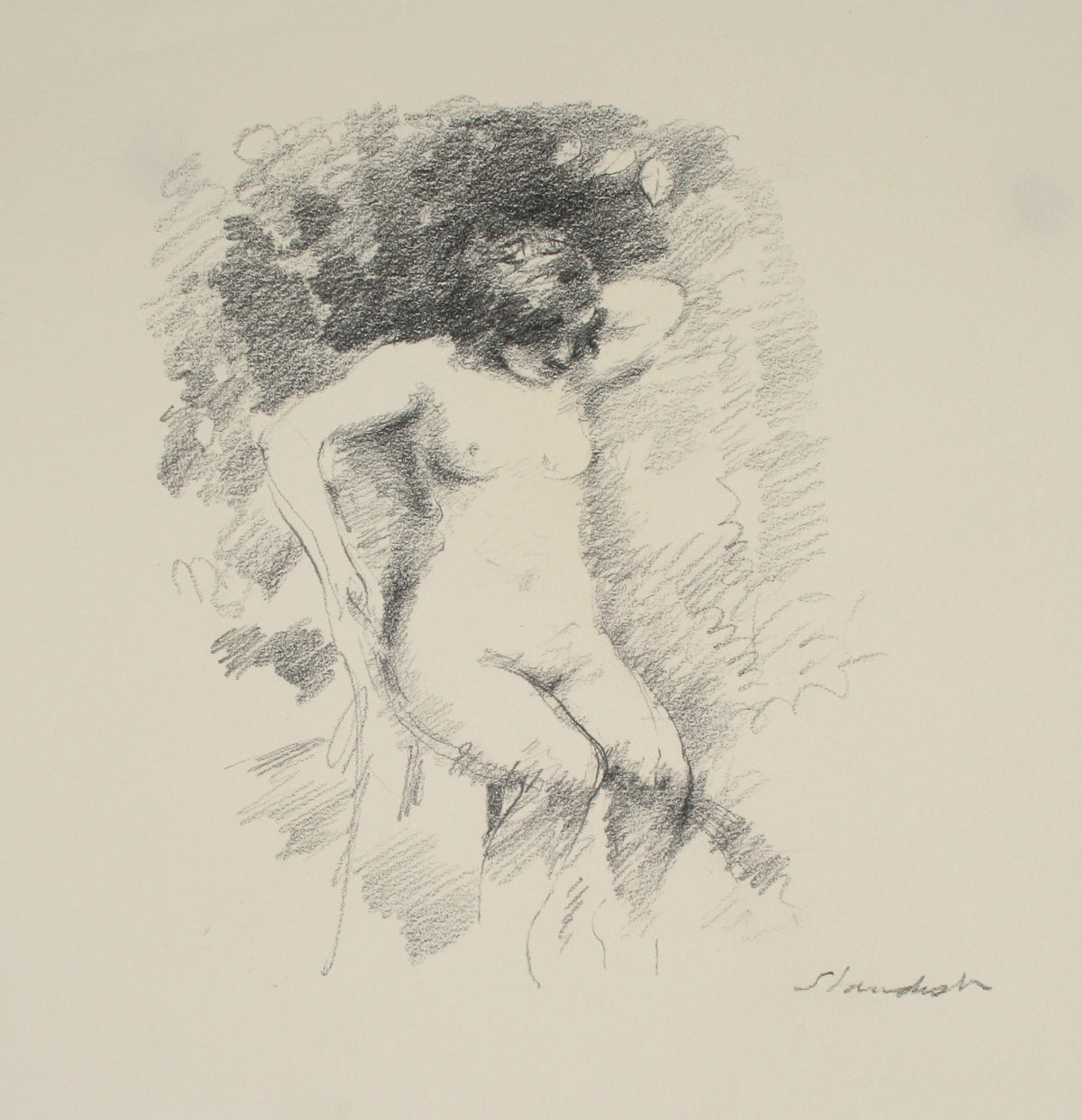 Delicate Seated Nude &lt;br&gt;Late 20th Century Graphite&lt;br&gt;&lt;br&gt;#71508