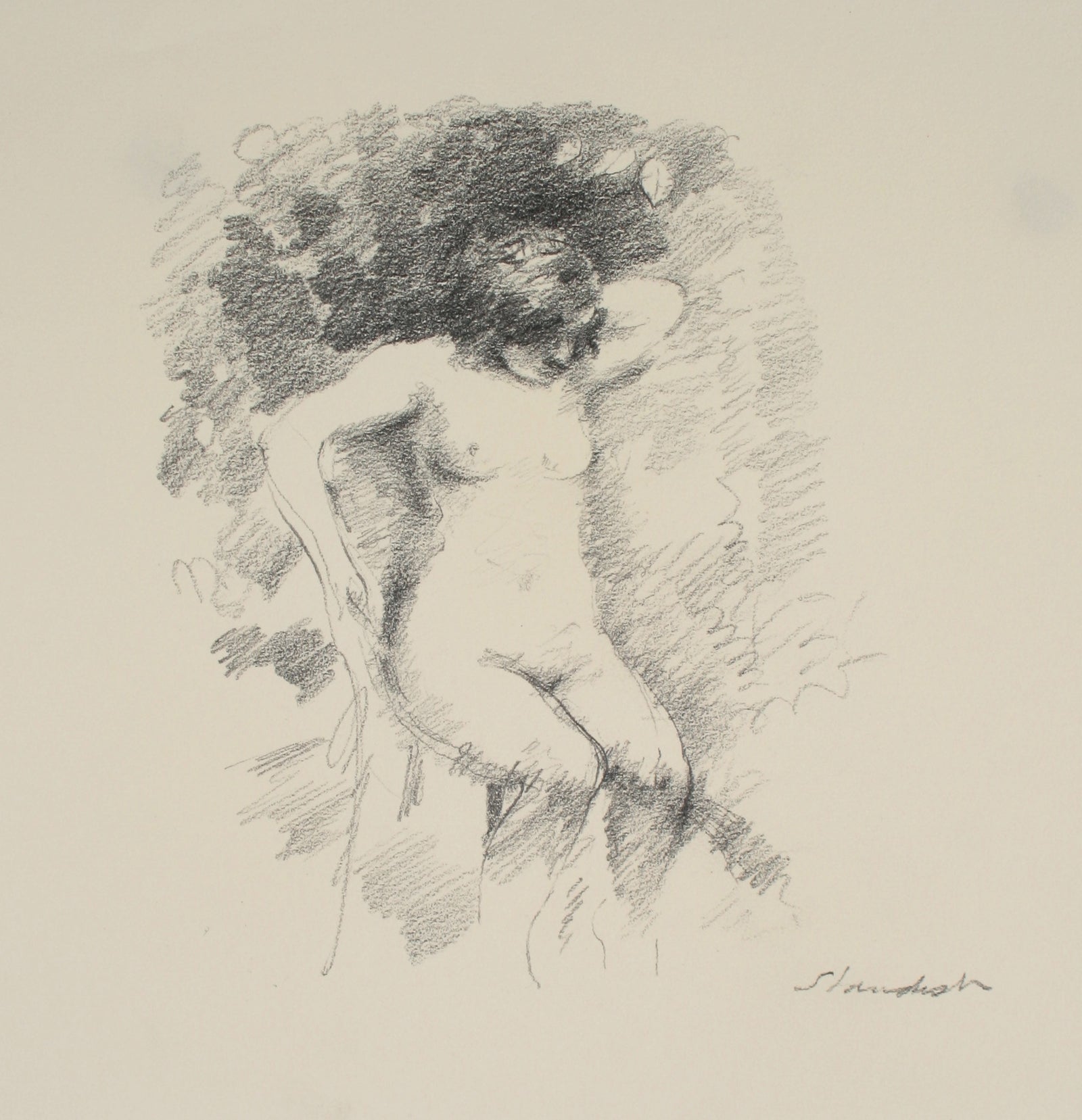 Delicate Seated Nude <br>Late 20th Century Graphite<br><br>#71508