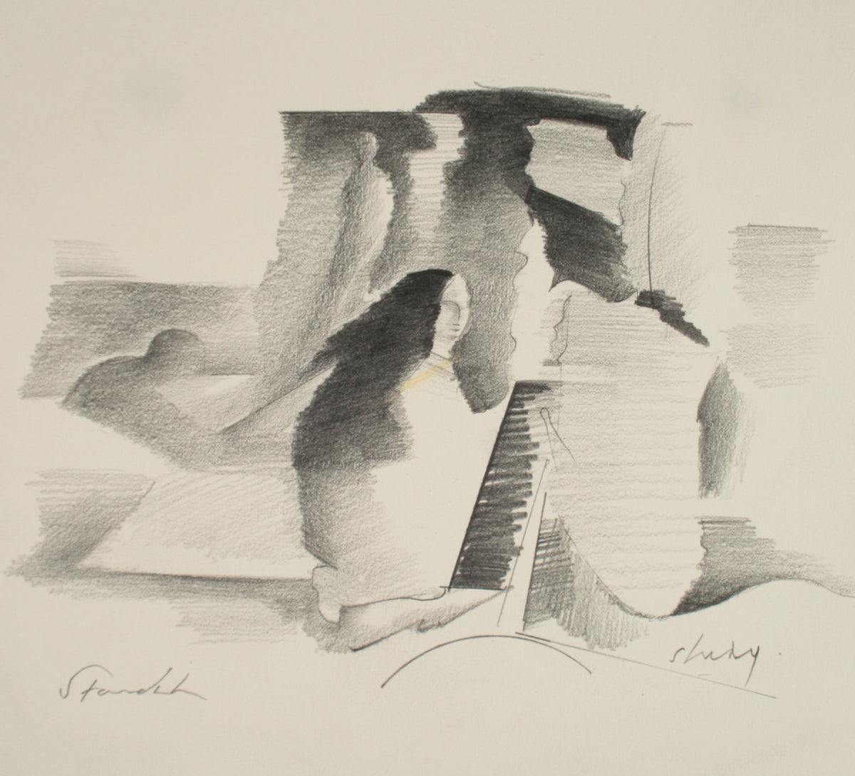 Abstracted Graphite Figures &lt;br&gt;Late 20th Century Graphite&lt;br&gt;&lt;br&gt;#71510