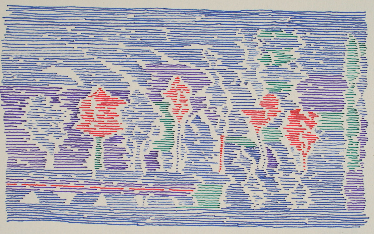 Fine-Line Horizontal Landscape &lt;br&gt;Late 20th Century Ink &lt;br&gt;&lt;br&gt;#71521