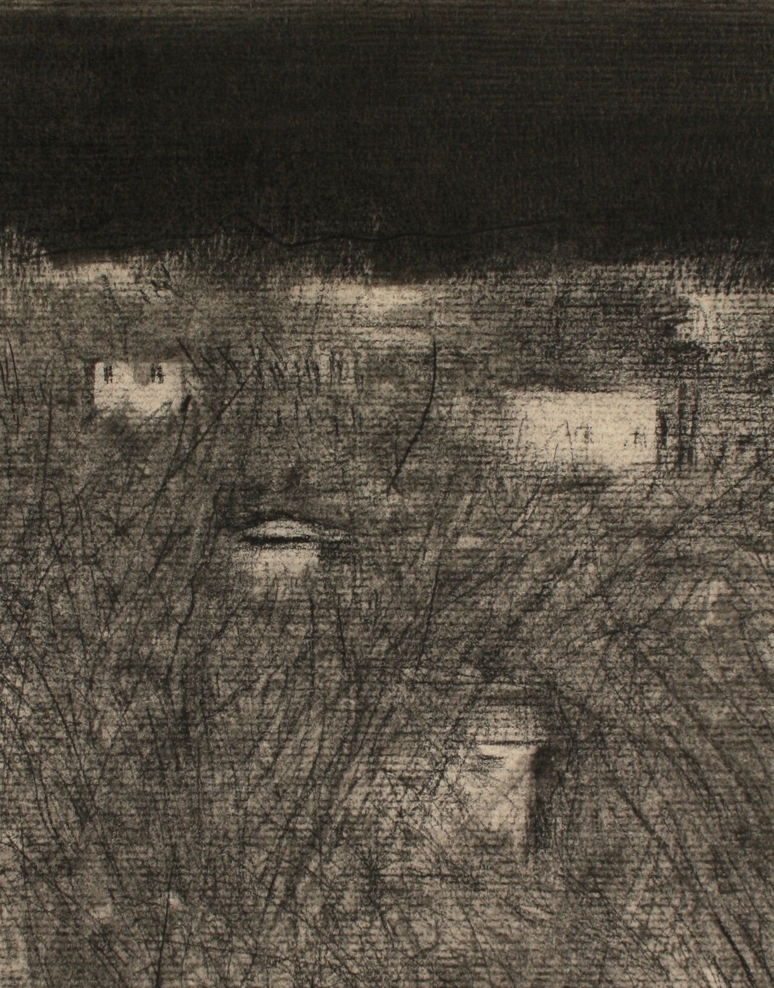 A Field at Night <br>Late 20th Century Charcoal <br><br>#71526