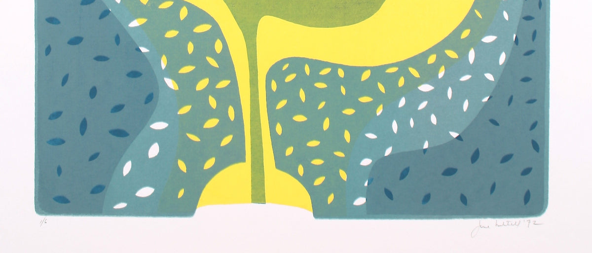 Green & Yellow Abstracted Forms <br>1972 Serigraph <br><br>#71900