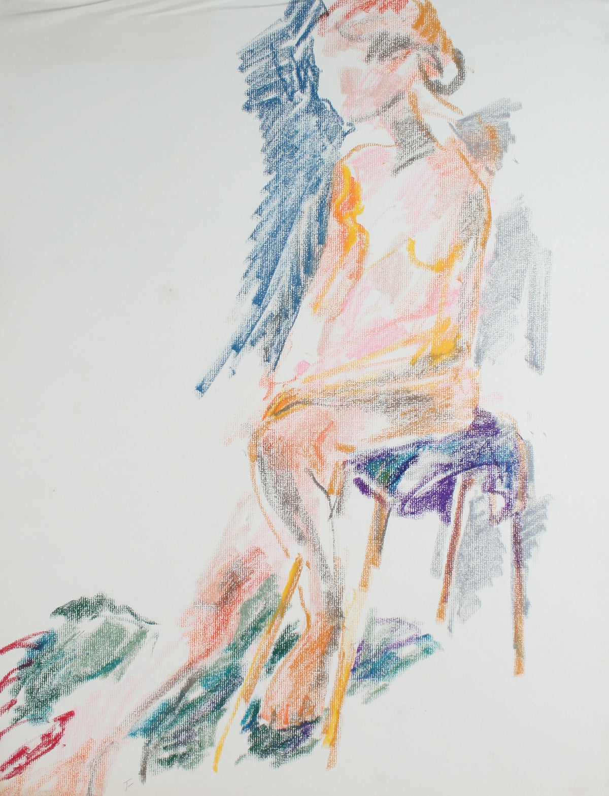 Colorful Seated Nude Figure &lt;br&gt;20th Century Pastel &lt;br&gt;&lt;br&gt;#71938