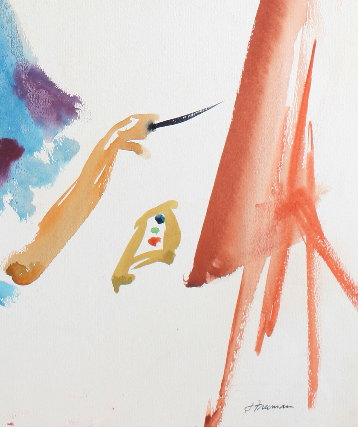 Abstract of a Painter<br>Late 20th Century Watercolor <br><br>#71944