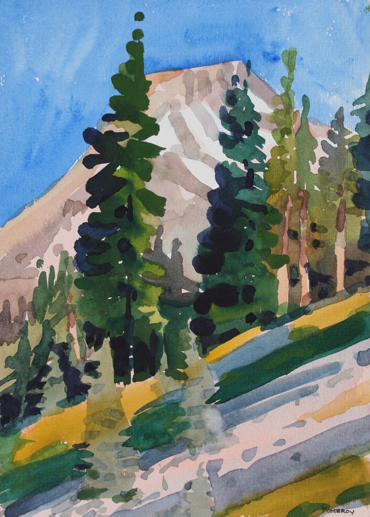 Mountain Side Landscape&lt;br&gt;Late 20th Century Watercolor &lt;br&gt;&lt;br&gt;#72049